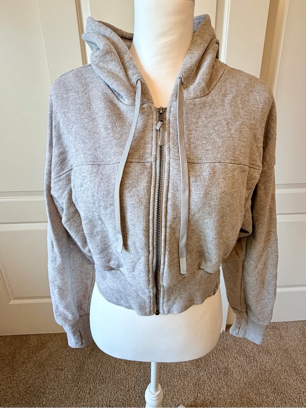JoyLab Heather Gray Cropped Zip-Up Hoodie